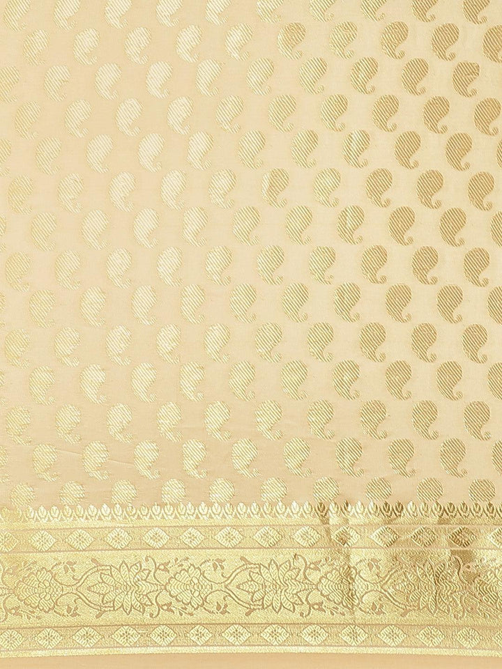 Beige Woven Design Brocade Saree