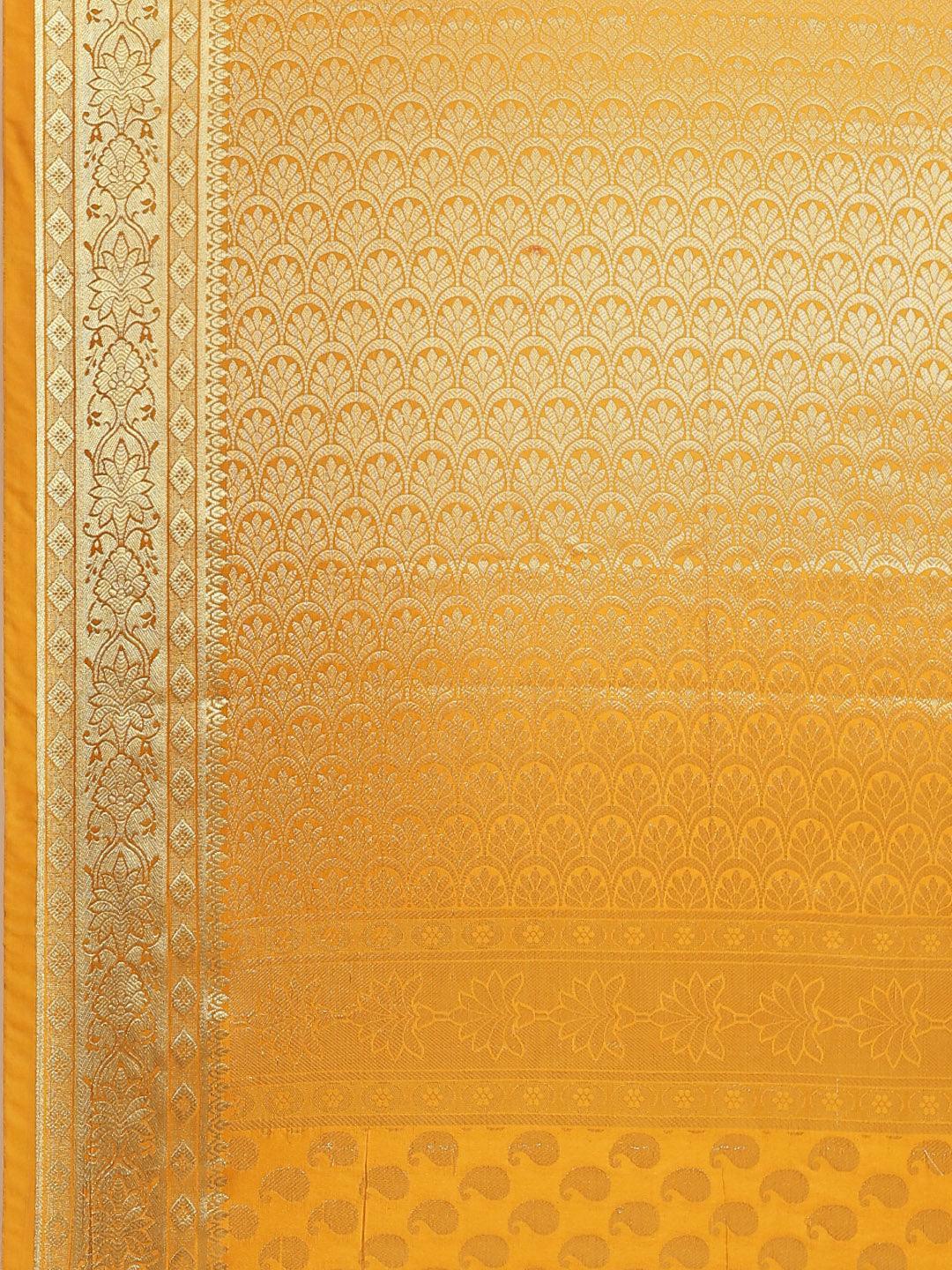 Yellow Woven Design Brocade Saree - ShopLibas