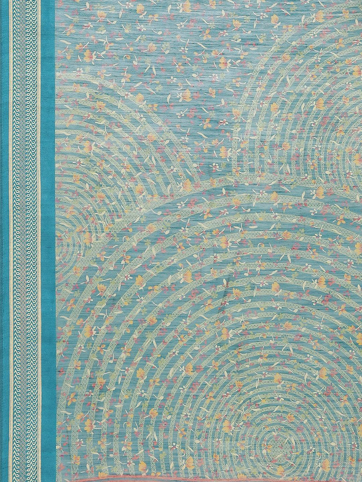 Blue Printed Cotton Saree