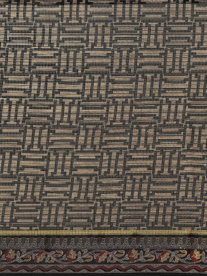 Black Printed Cotton Saree