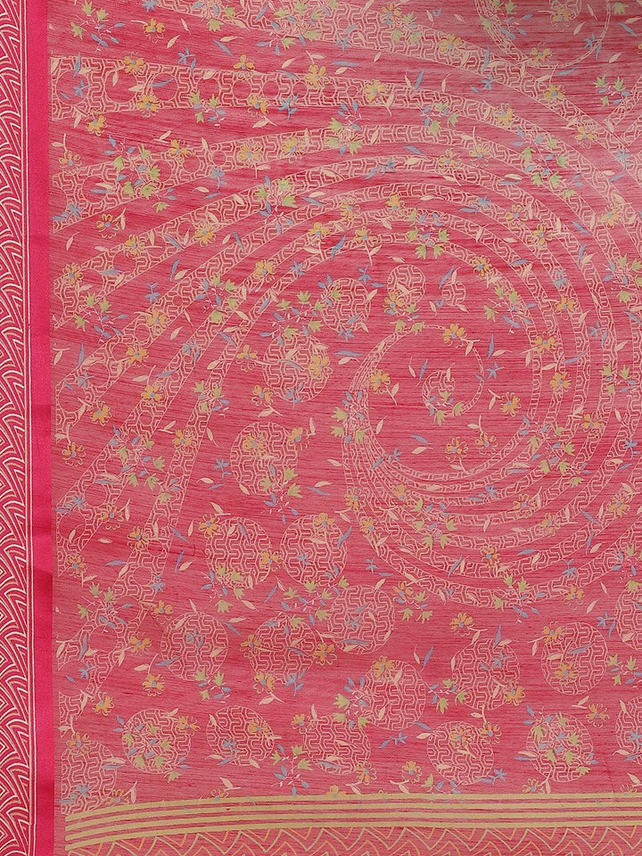 Pink Printed Cotton Saree