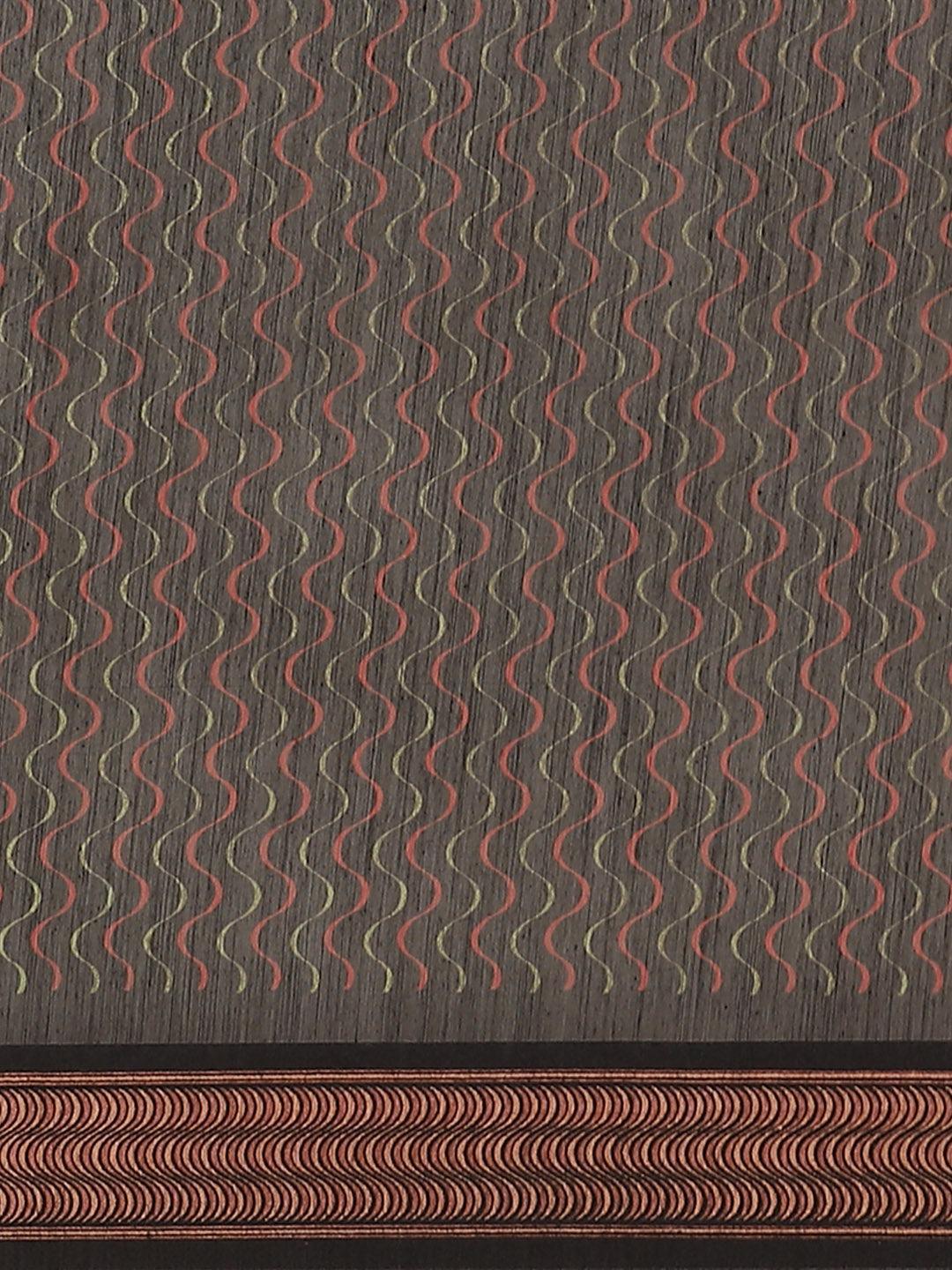 Black Printed Cotton Saree - ShopLibas