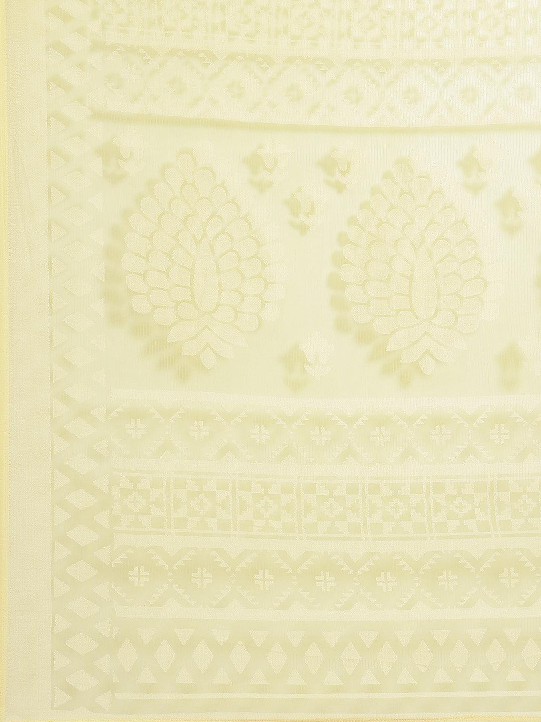 Yellow Woven Design Tissue Saree - ShopLibas
