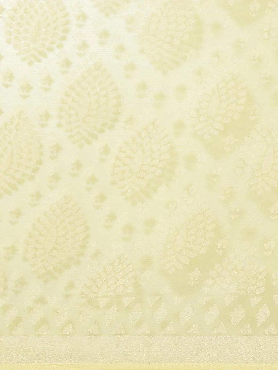 Yellow Woven Design Tissue Saree - ShopLibas