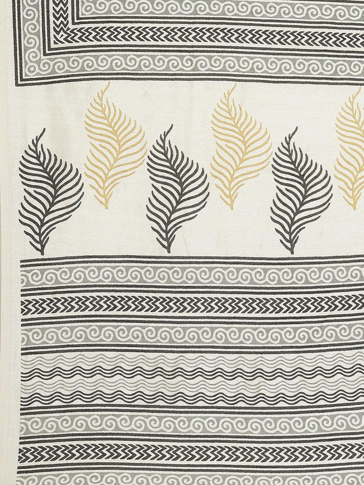 Cream Printed Cotton Saree