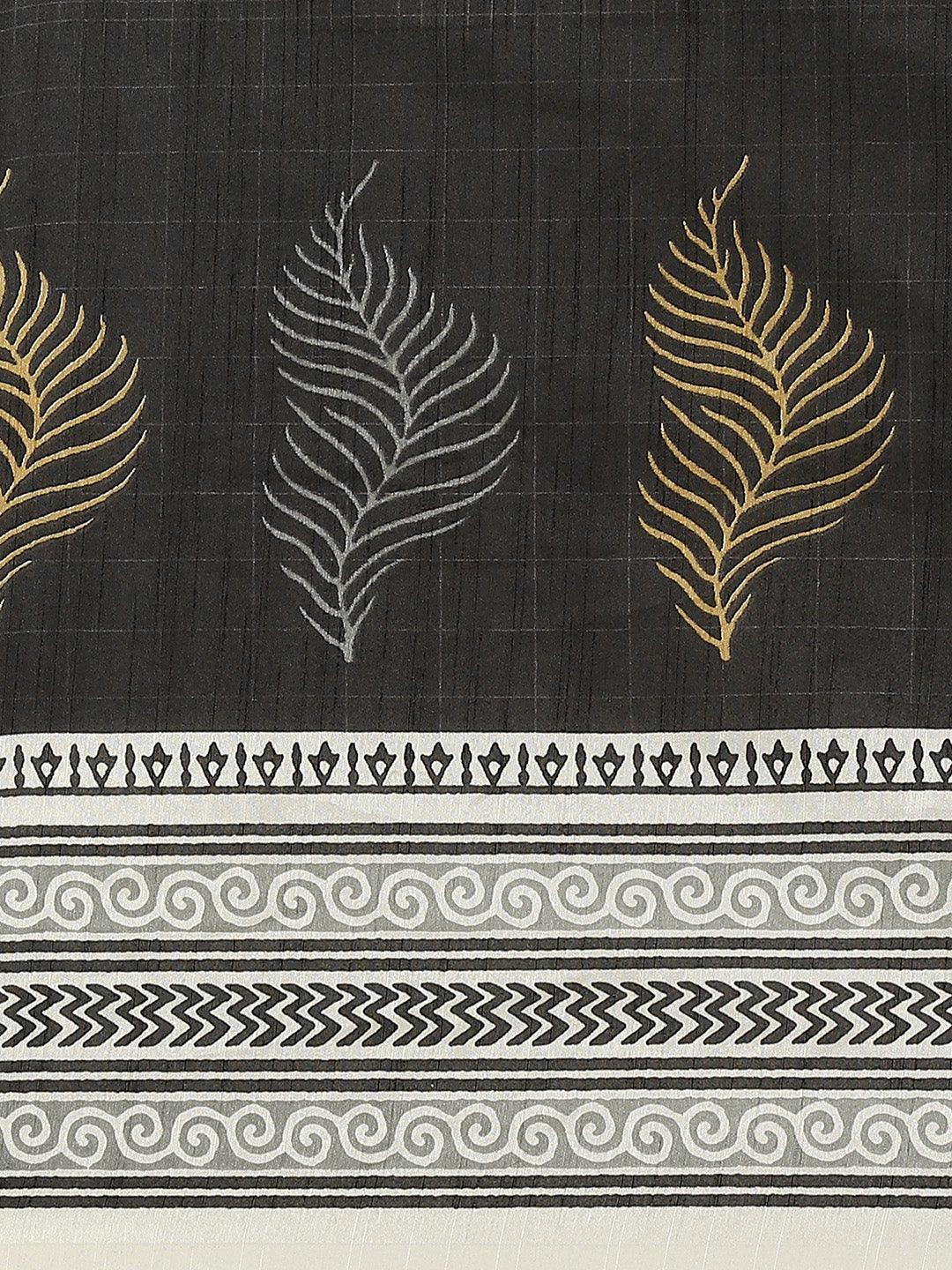 Cream Printed Cotton Saree - ShopLibas