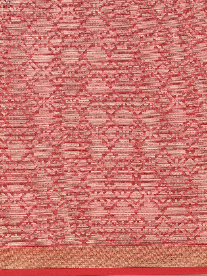 Red Printed Chiffon Saree