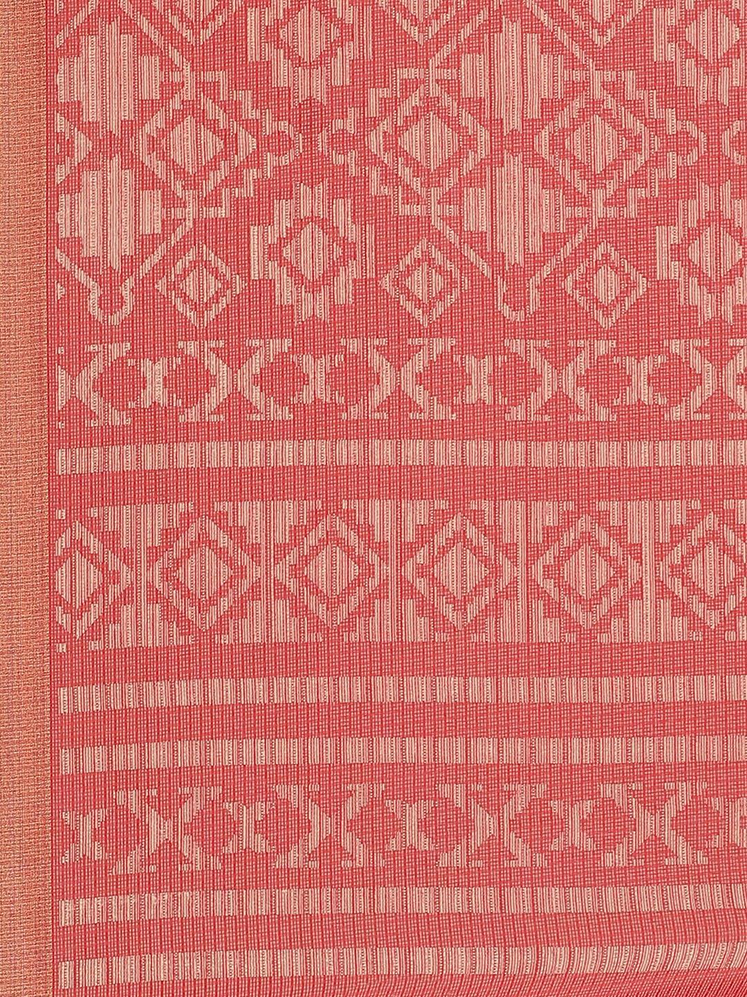 Red Printed Chiffon Saree - ShopLibas