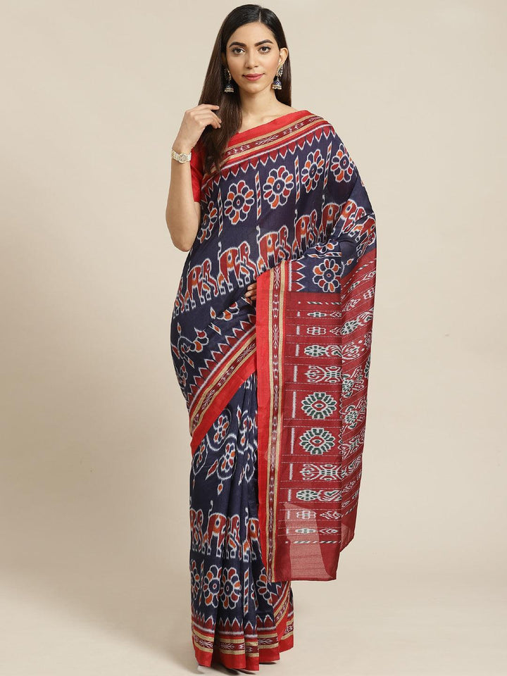 Blue Printed Cotton Saree