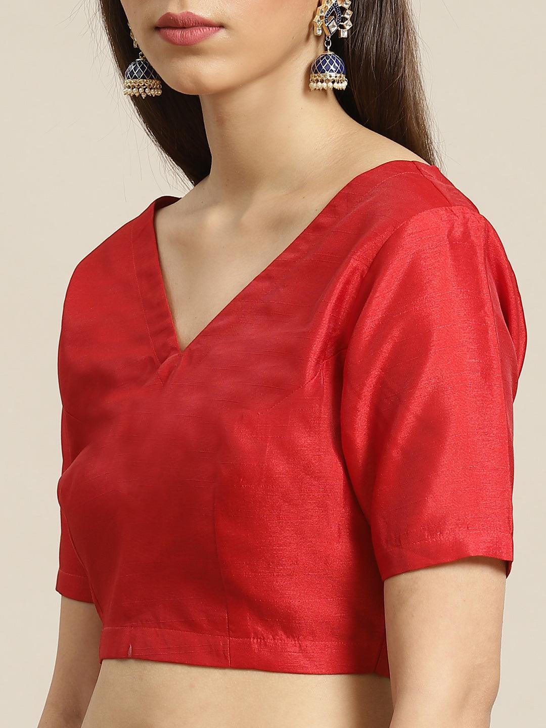 Blue Printed Cotton Saree - ShopLibas