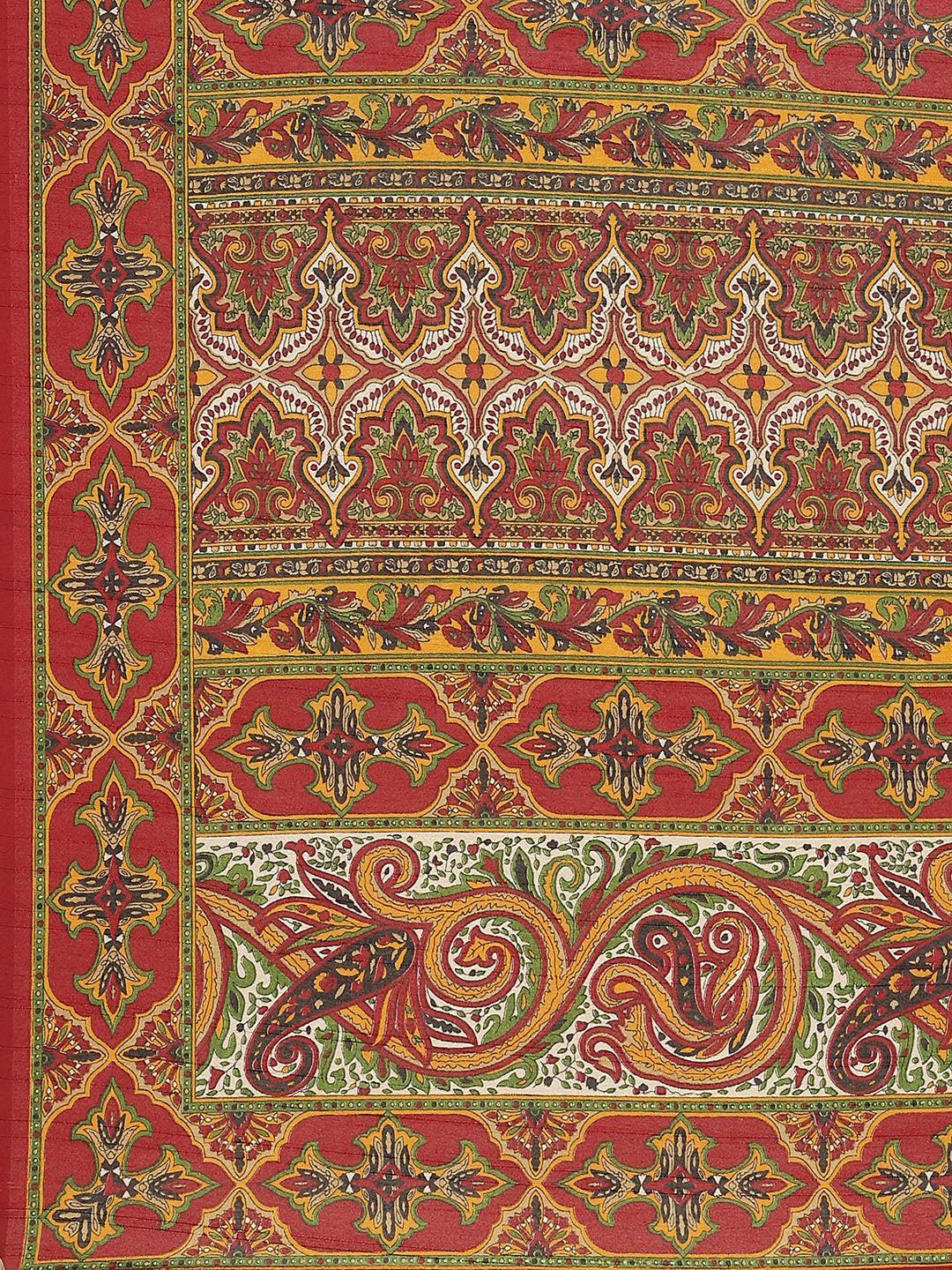 Maroon Printed Cotton Saree - ShopLibas