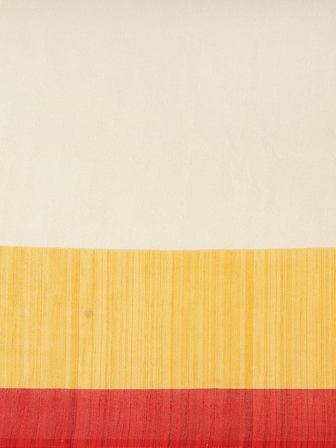 Multicoloured Striped Linen Saree - ShopLibas