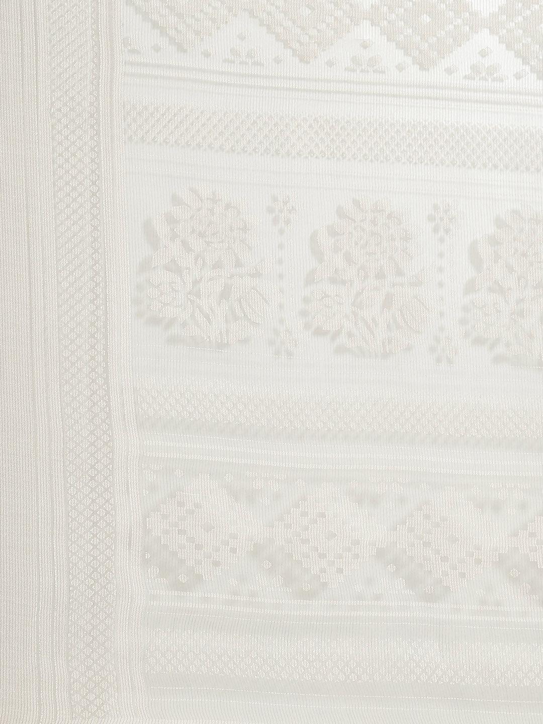 Grey Woven Design Tissue Saree - ShopLibas