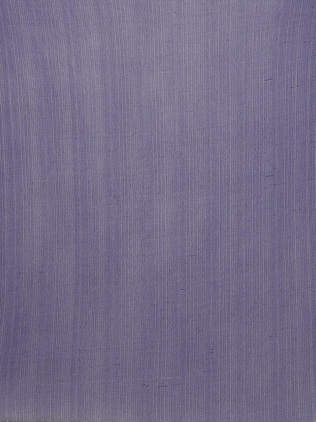 Navy Blue Solid Chiffon Saree - ShopLibas