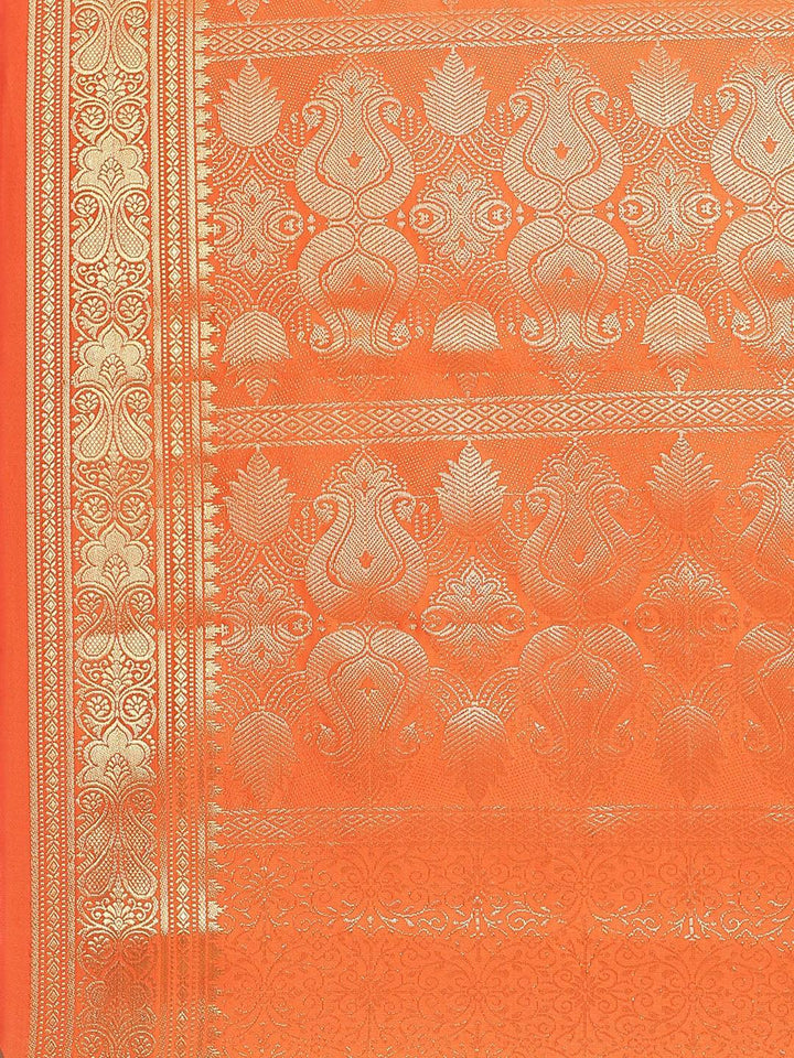 Orange Woven Design Brocade Saree