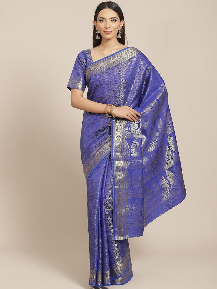 Blue Woven Design Brocade Saree