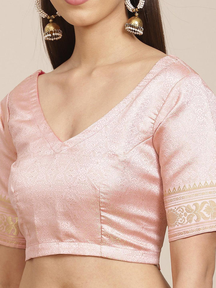 Peach Woven Design Brocade Saree
