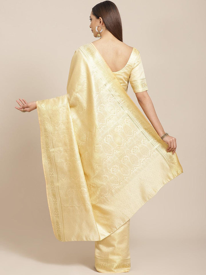 Beige Woven Design Brocade Saree