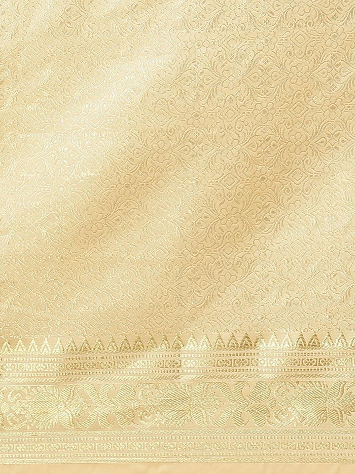 Beige Woven Design Brocade Saree