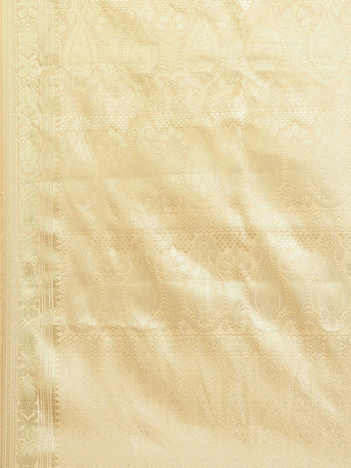 Beige Woven Design Brocade Saree