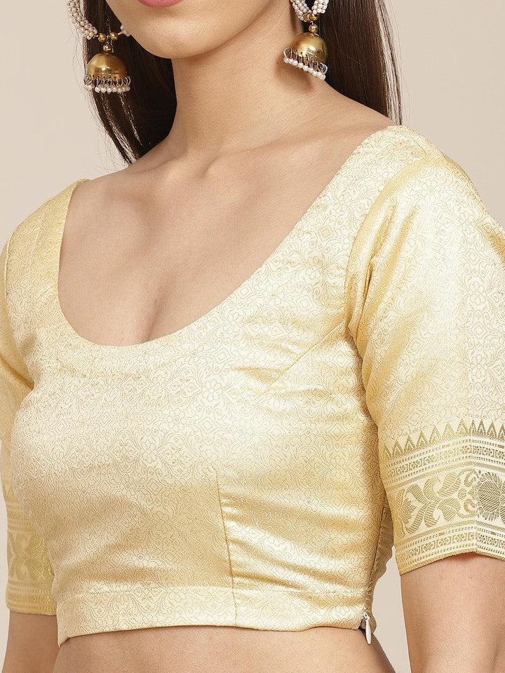 Beige Woven Design Brocade Saree