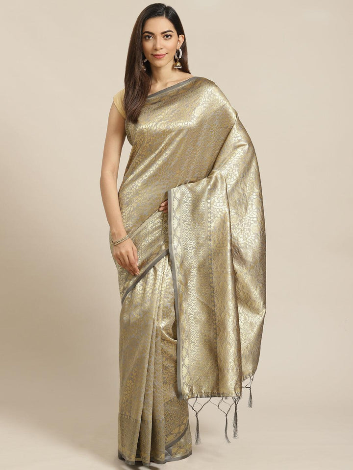 Grey Woven Design Brocade Saree