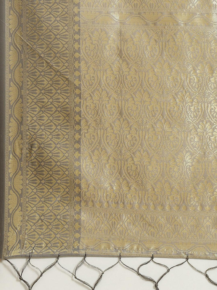 Grey Woven Design Brocade Saree