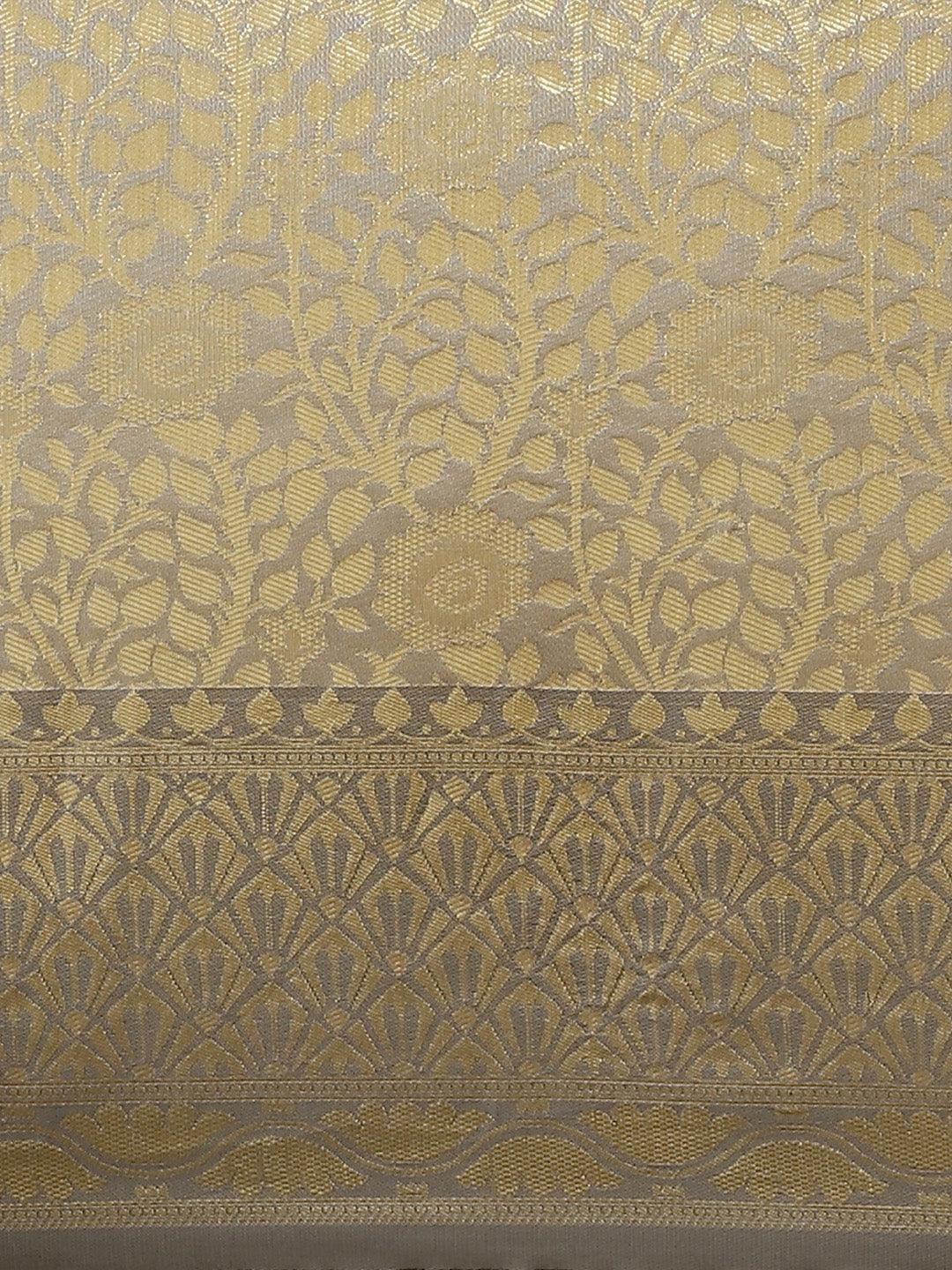 Grey Woven Design Brocade Saree - ShopLibas