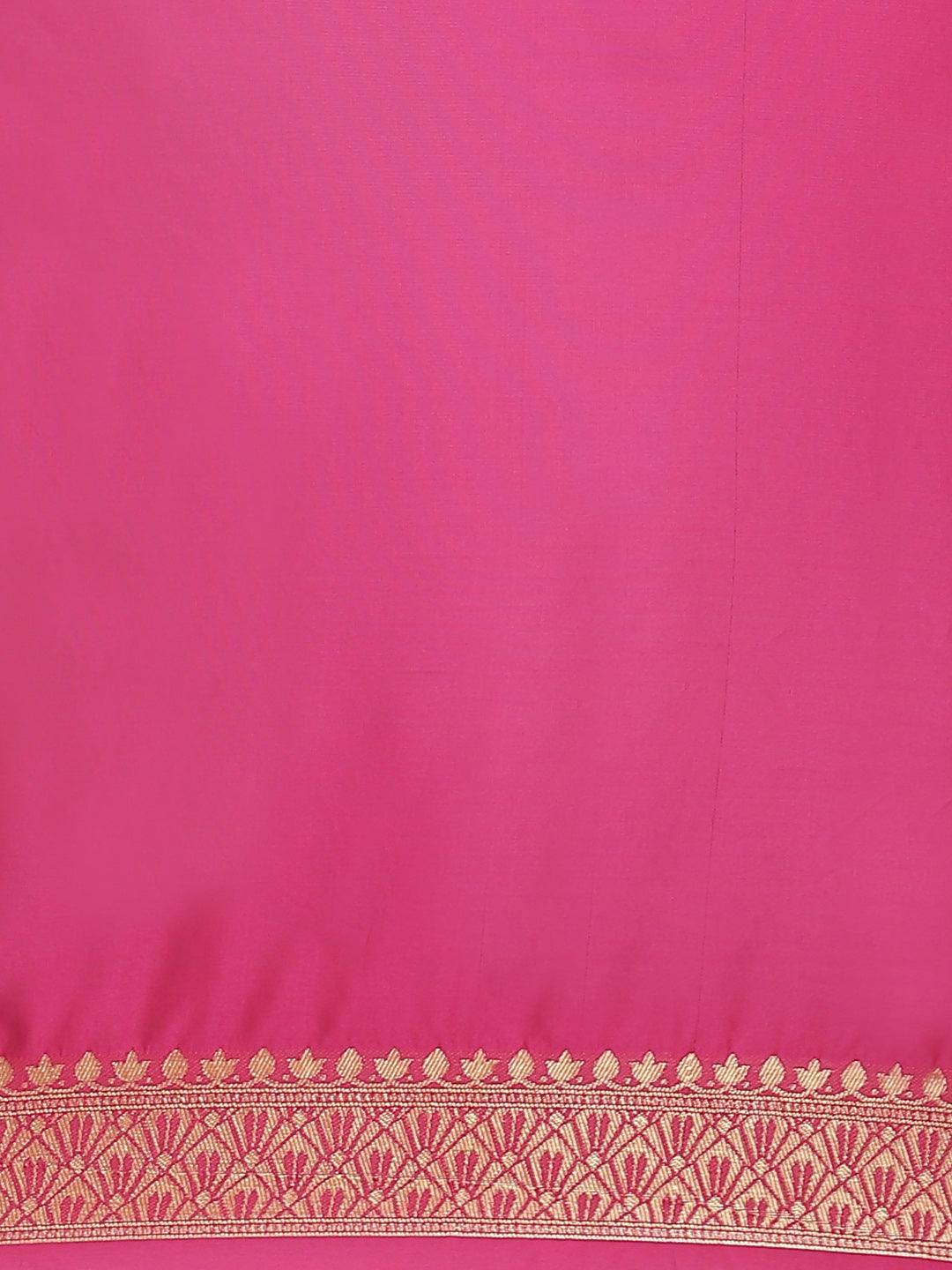Pink Woven Design Brocade Saree - ShopLibas