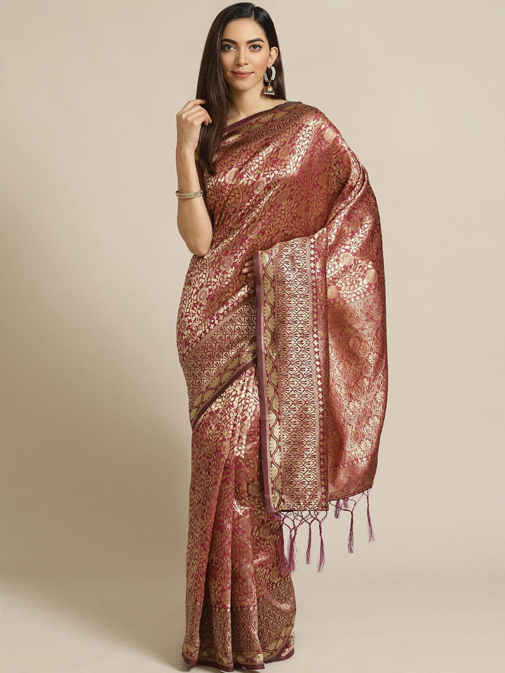 Purple Woven Design Brocade Saree