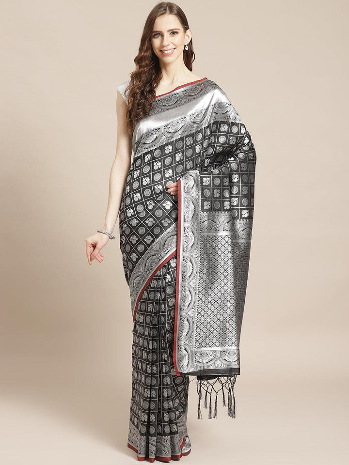 Black Woven Design Brocade Saree