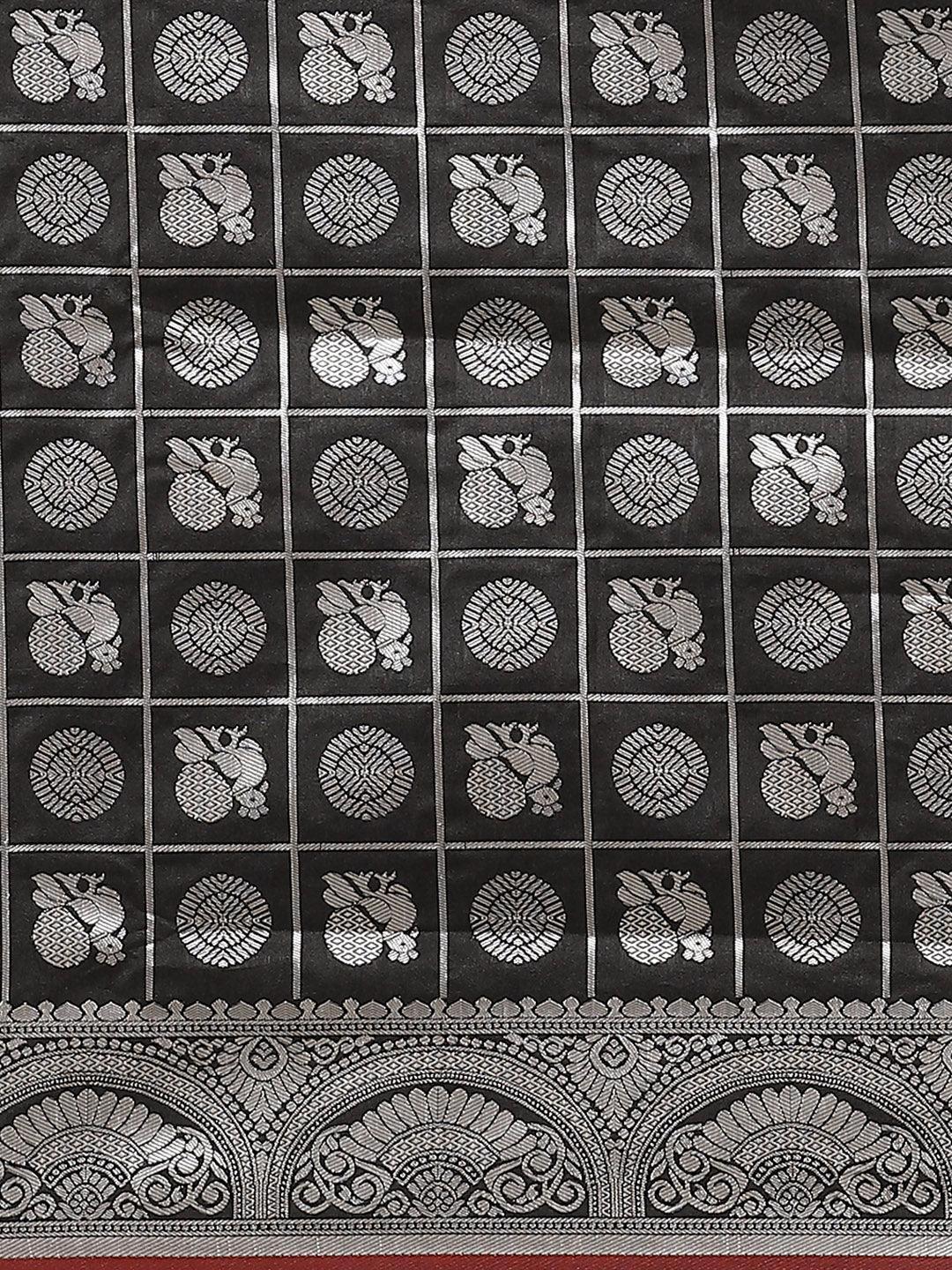Black Woven Design Brocade Saree - ShopLibas