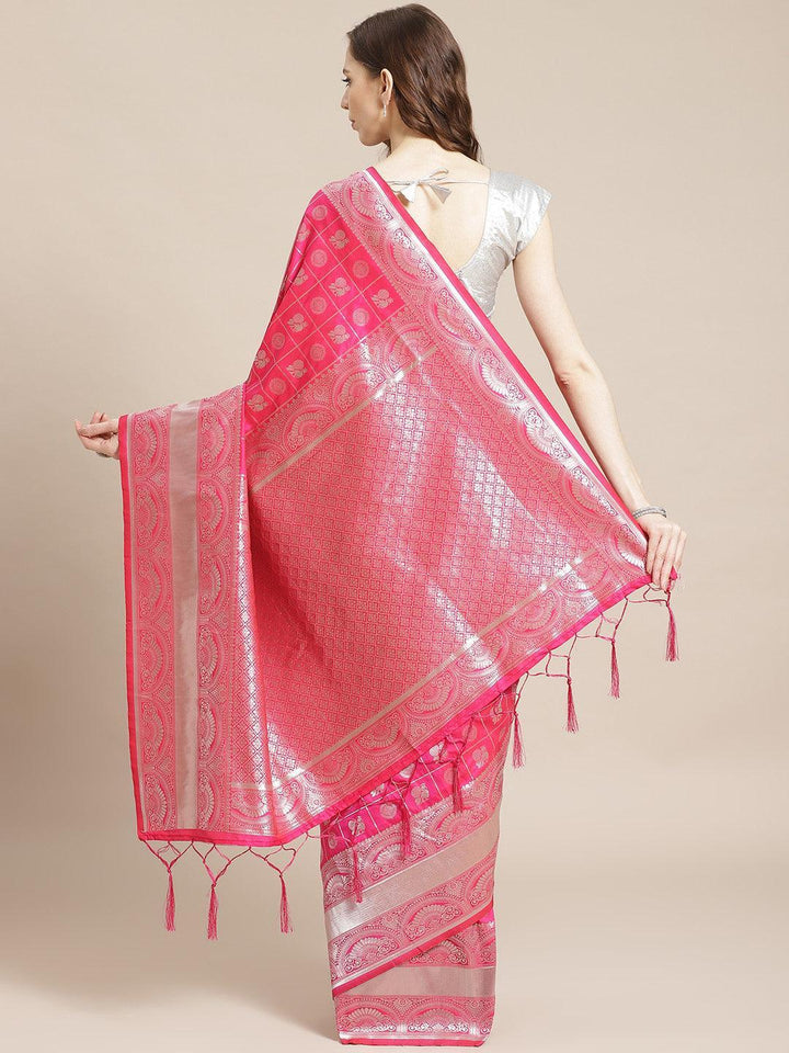 Magenta Woven Design Brocade Saree