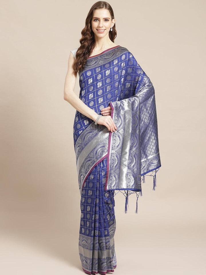 Blue Woven Design Brocade Saree