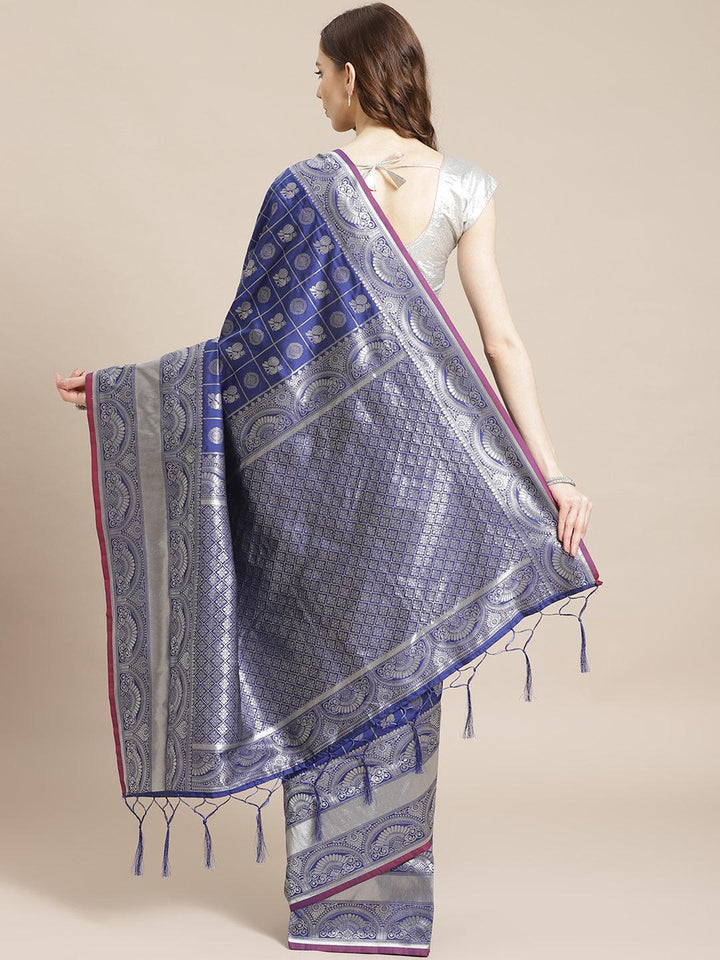 Blue Woven Design Brocade Saree