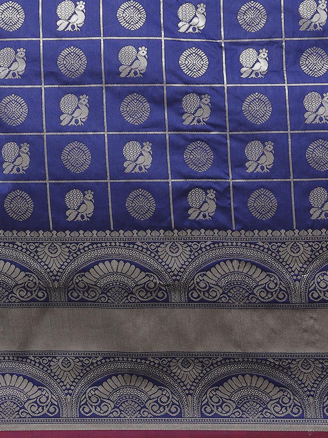Blue Woven Design Brocade Saree - ShopLibas