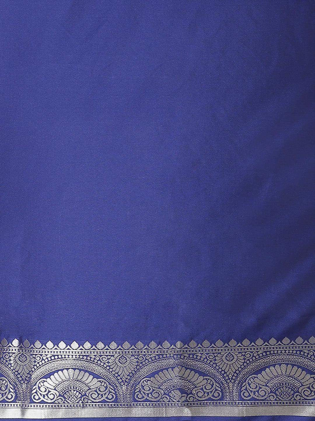 Blue Woven Design Brocade Saree - ShopLibas