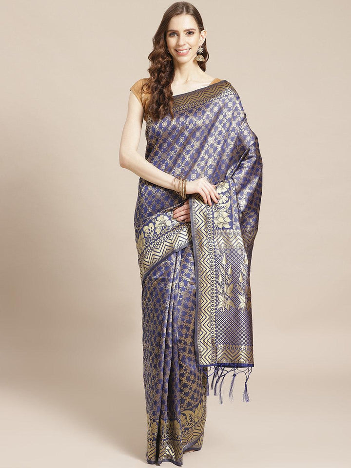 Blue Woven Design Brocade Saree