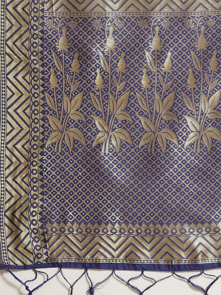 Blue Woven Design Brocade Saree