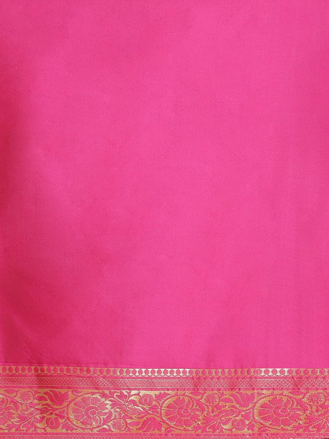 Pink Woven Design Brocade Saree - ShopLibas