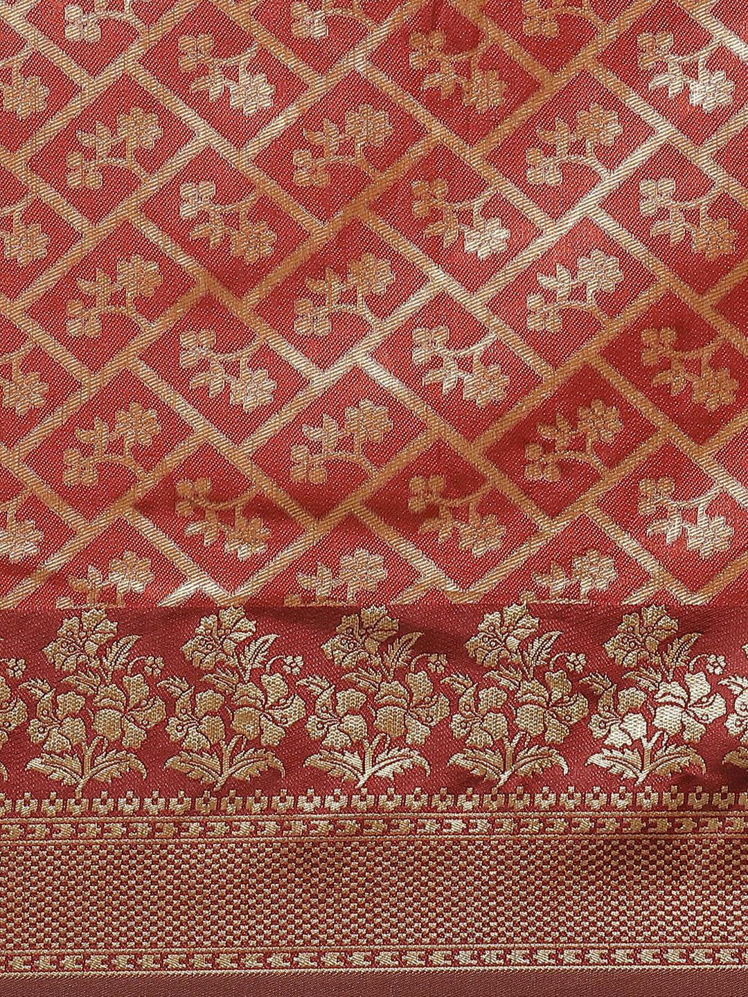 Maroon Woven Design Brocade Saree - ShopLibas