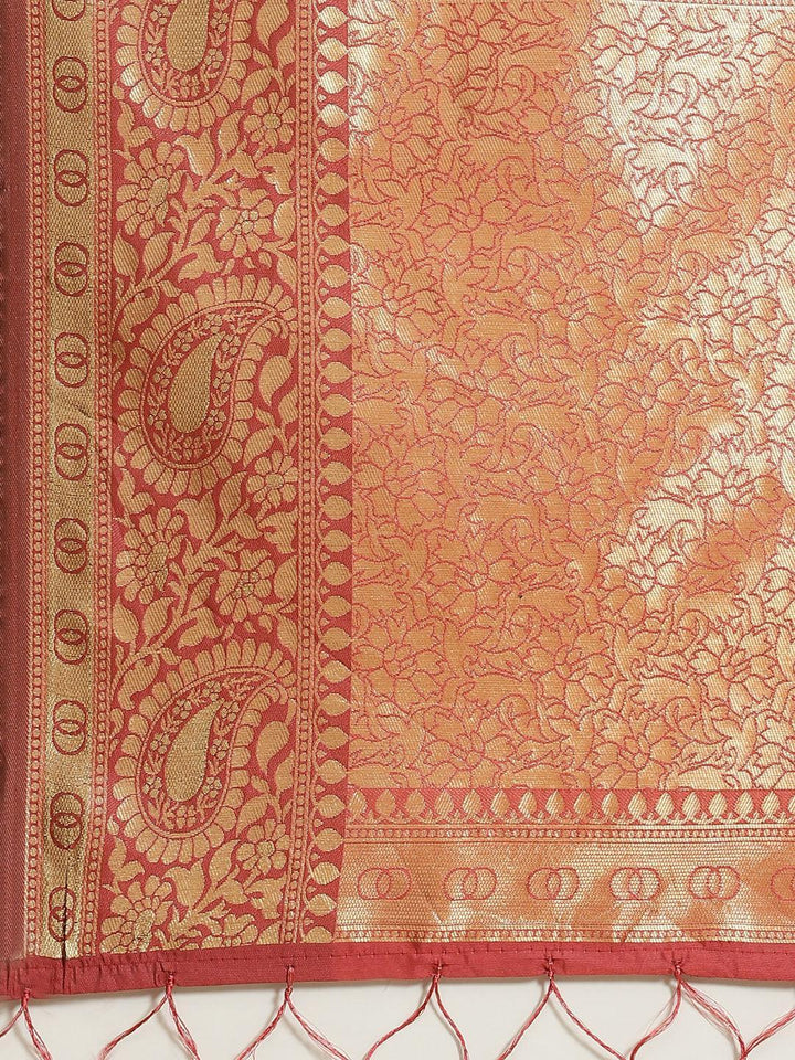 Orange Woven Design Brocade Saree