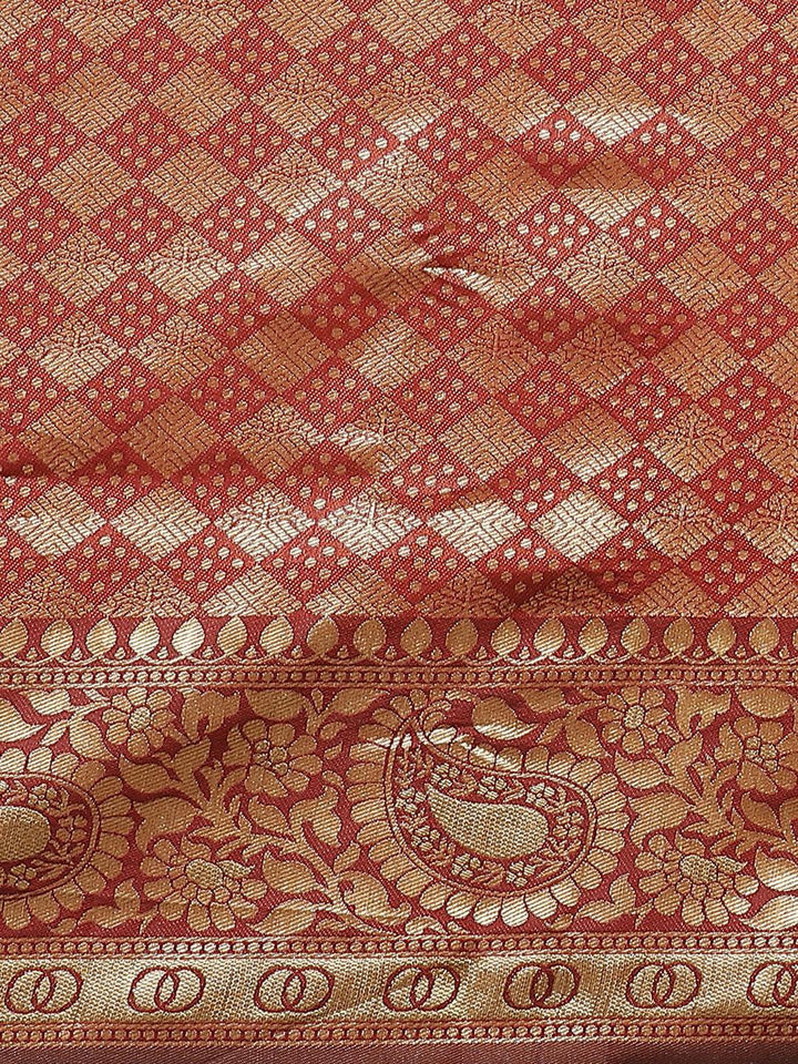 Maroon Woven Design Brocade Saree