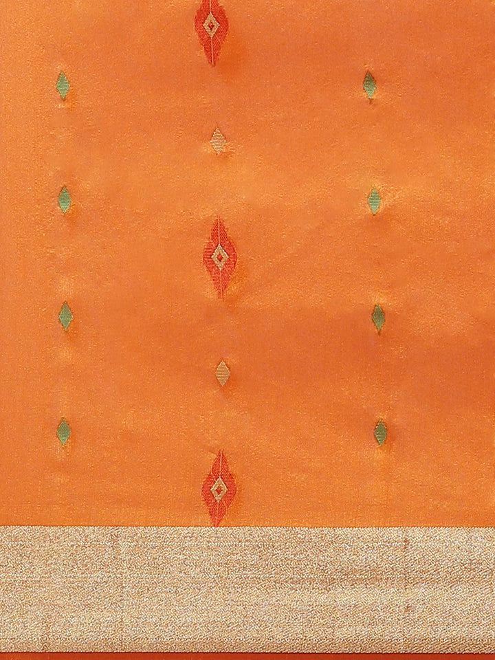 Orange Woven Design Brocade Saree