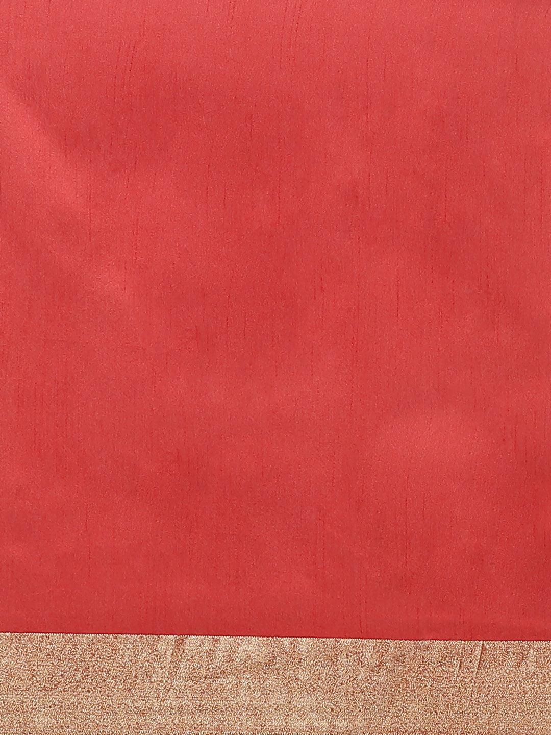 Orange Woven Design Brocade Saree - ShopLibas