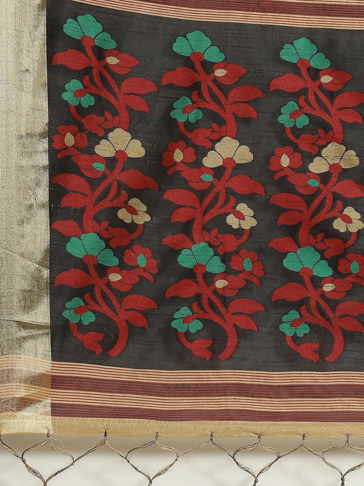 Beige Woven Design Brocade Saree