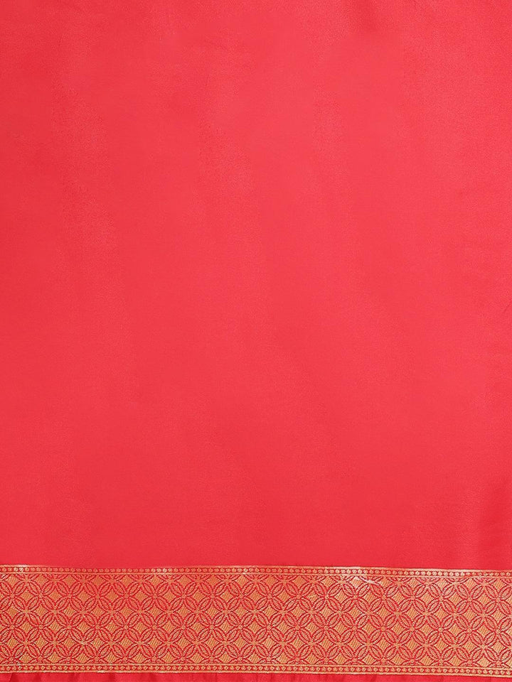 Red Woven Design Brocade Saree