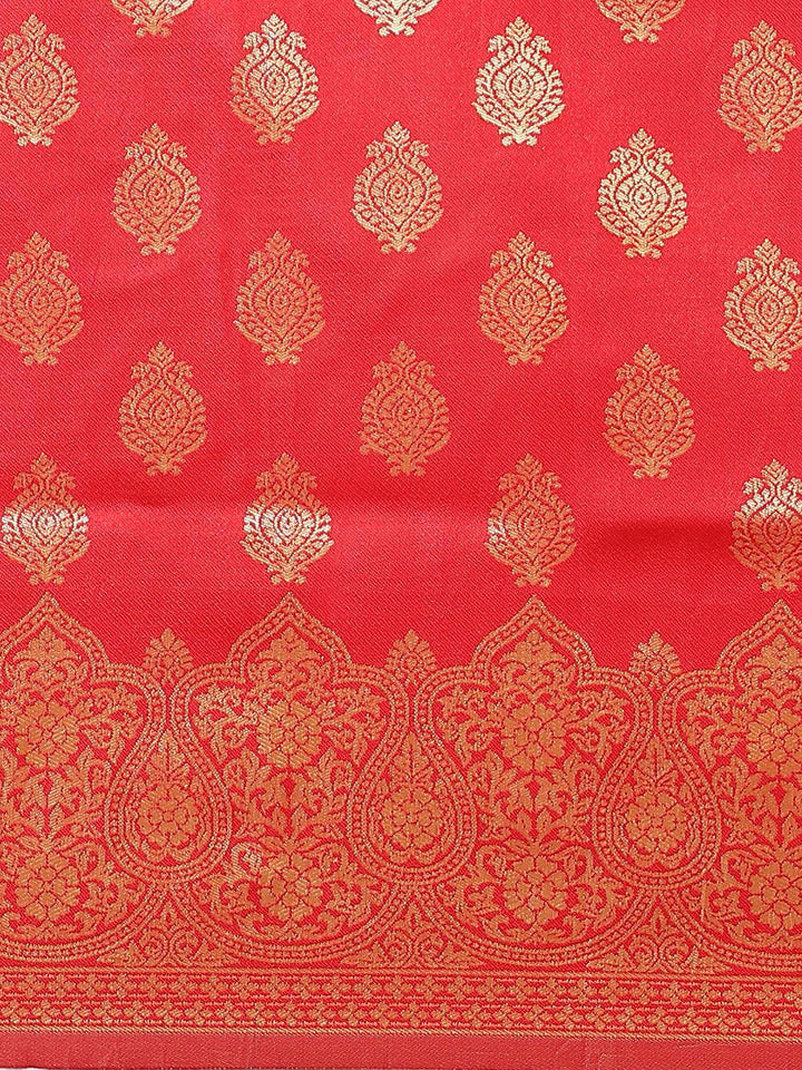 Red Woven Design Brocade Saree