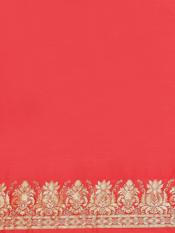 Red Woven Design Brocade Saree