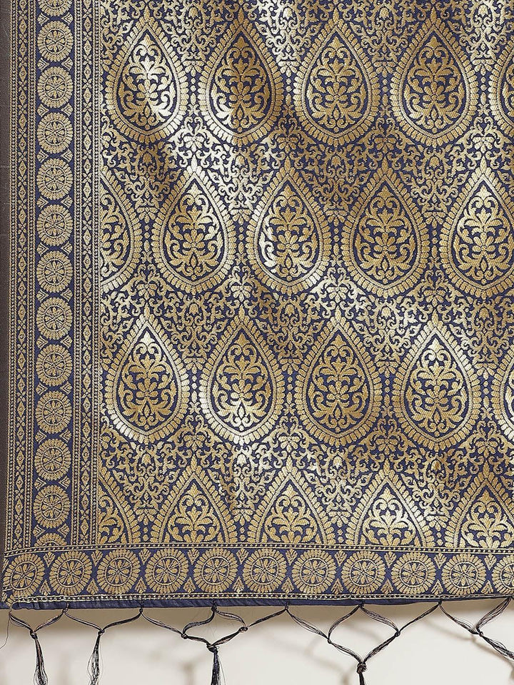 Blue Woven Design Brocade Saree